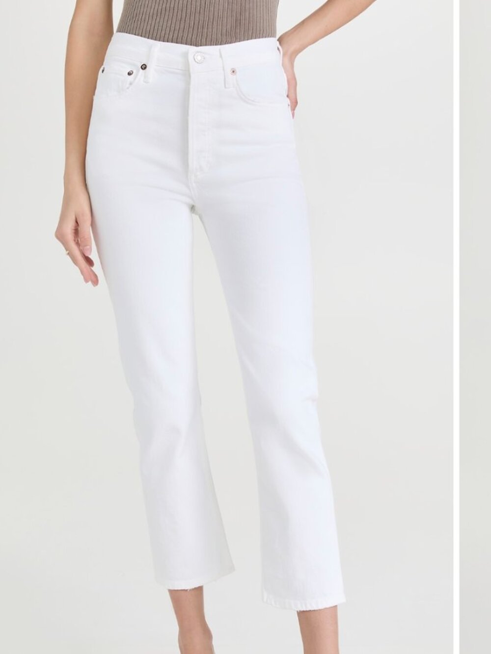 Agolde Riley High Rise Crop Jeans in Whip White